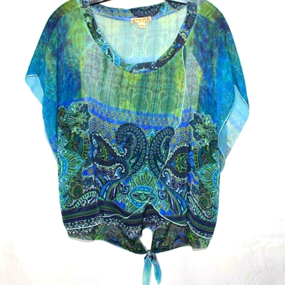 Sheer Boho Top (XL) – Flowy & Beachy Vibes! 💙✨ - Picture 1 of 8